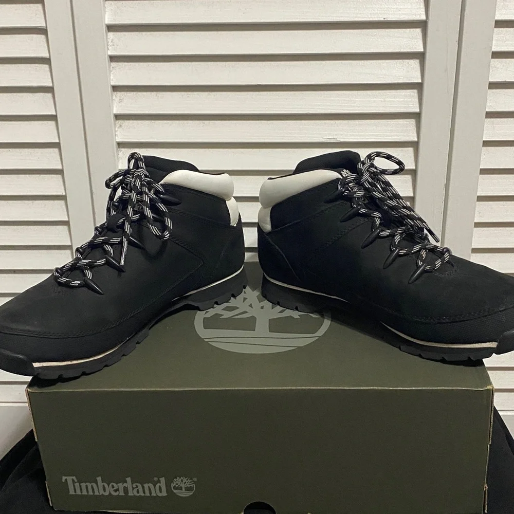 Timberland Women's Euro Sprint Mid Hiker Black Nubuck Boot - Picture 2 of 9